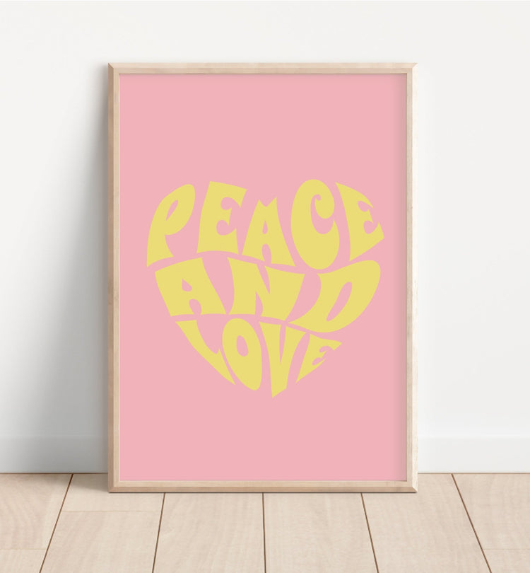 Pink Peace & Love Retro Print