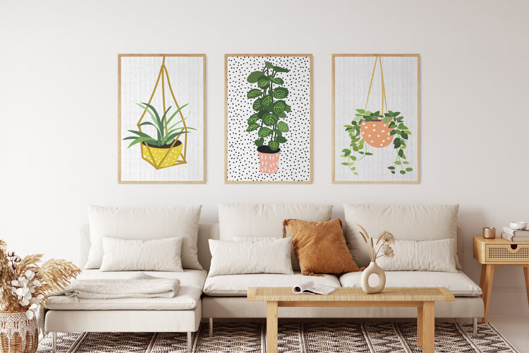 Orange Hanging Plant Print Dining Room Décor