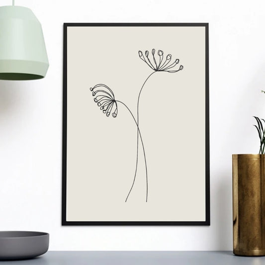 Botanical Line Drawing Nude Backdrop