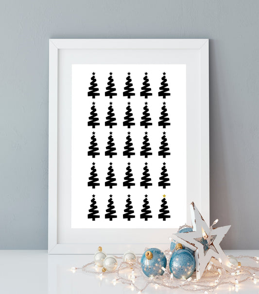 25 Christmas Trees Print