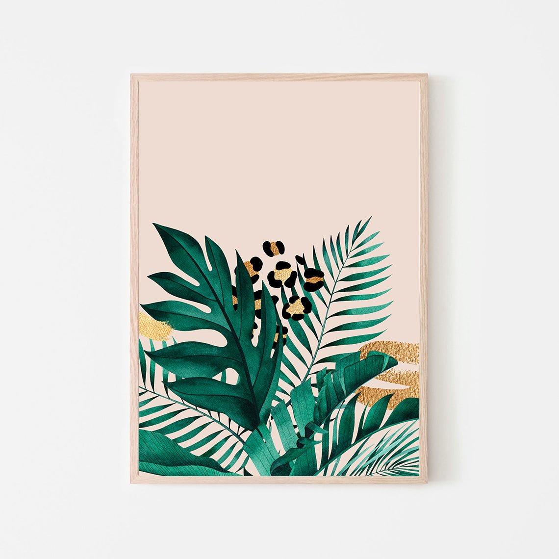 Tropical Leaves Pink and Green Print