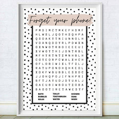 Bathroom Word Search Polka Dot Print