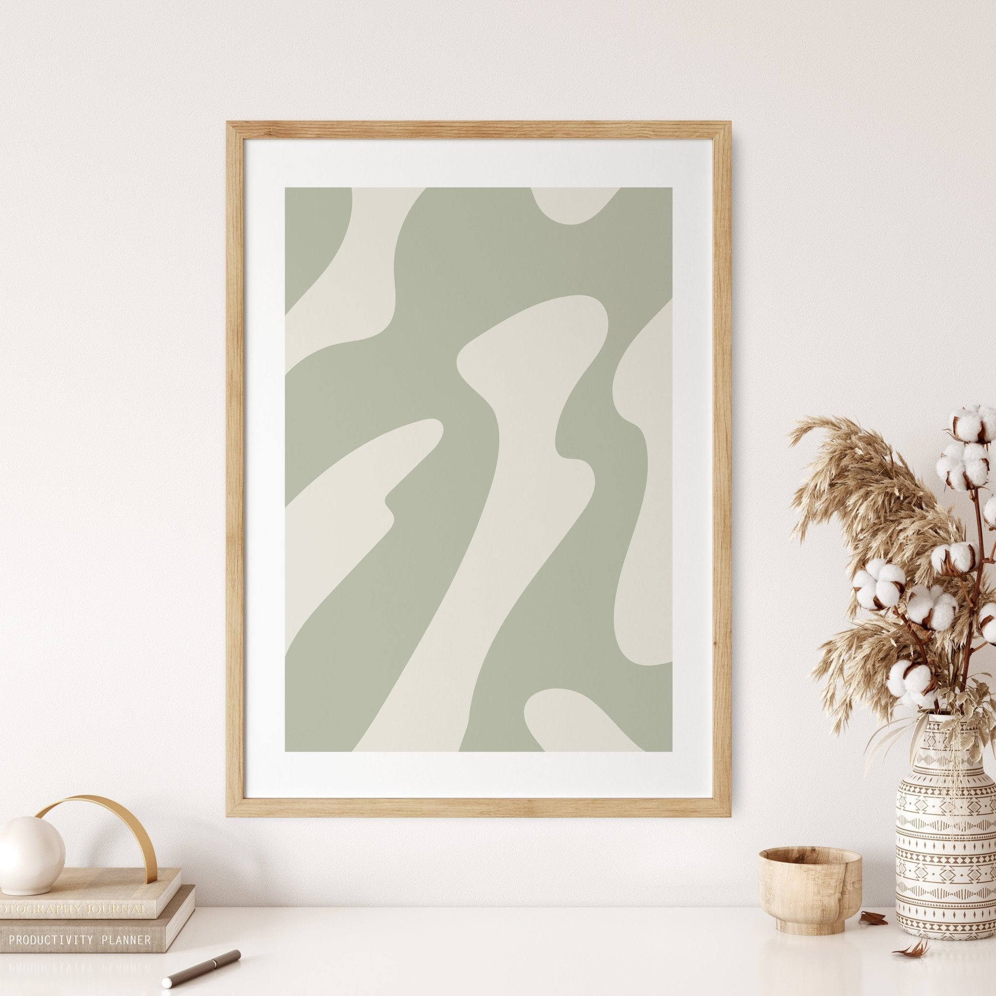 Sage Green Waves Print