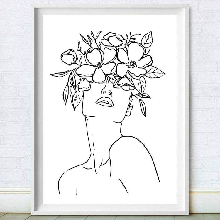 Floral Crown Line Art Print