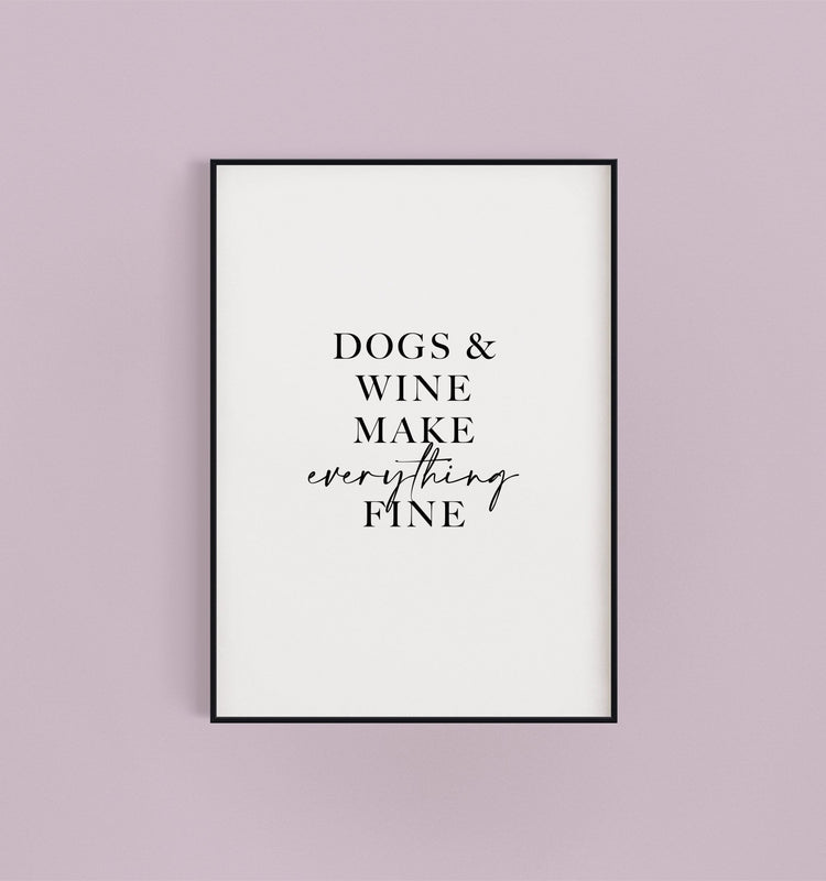 Dogs & Wine Funny Kitchen Wall Décor