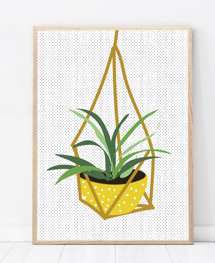 Yellow Hanging Plant Print Kitchen Artwork