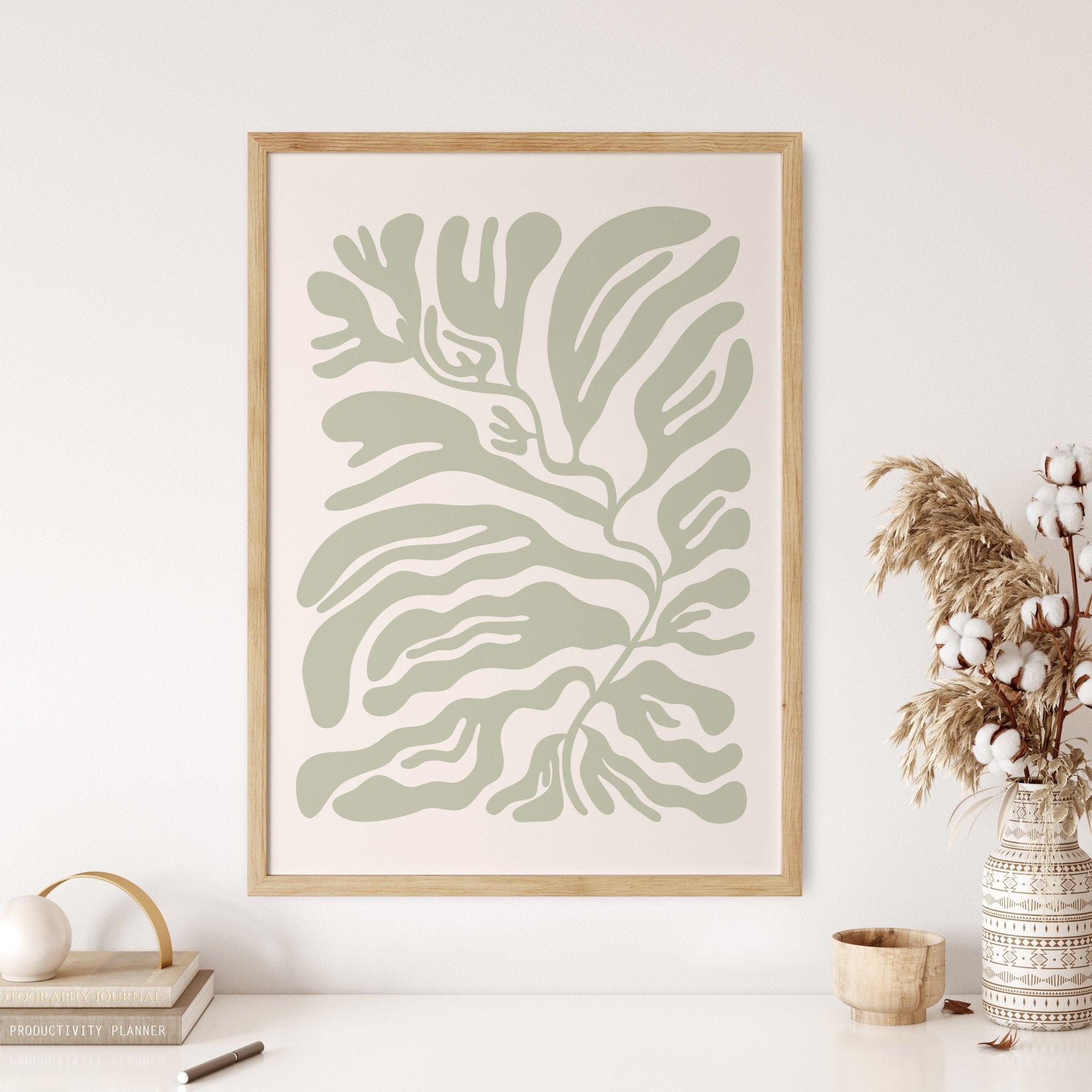Sage Green Abstract Pattern Print