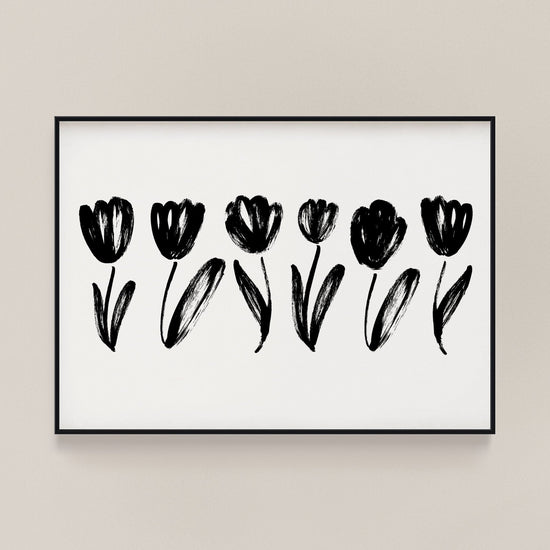 Black Ink Flowers Print