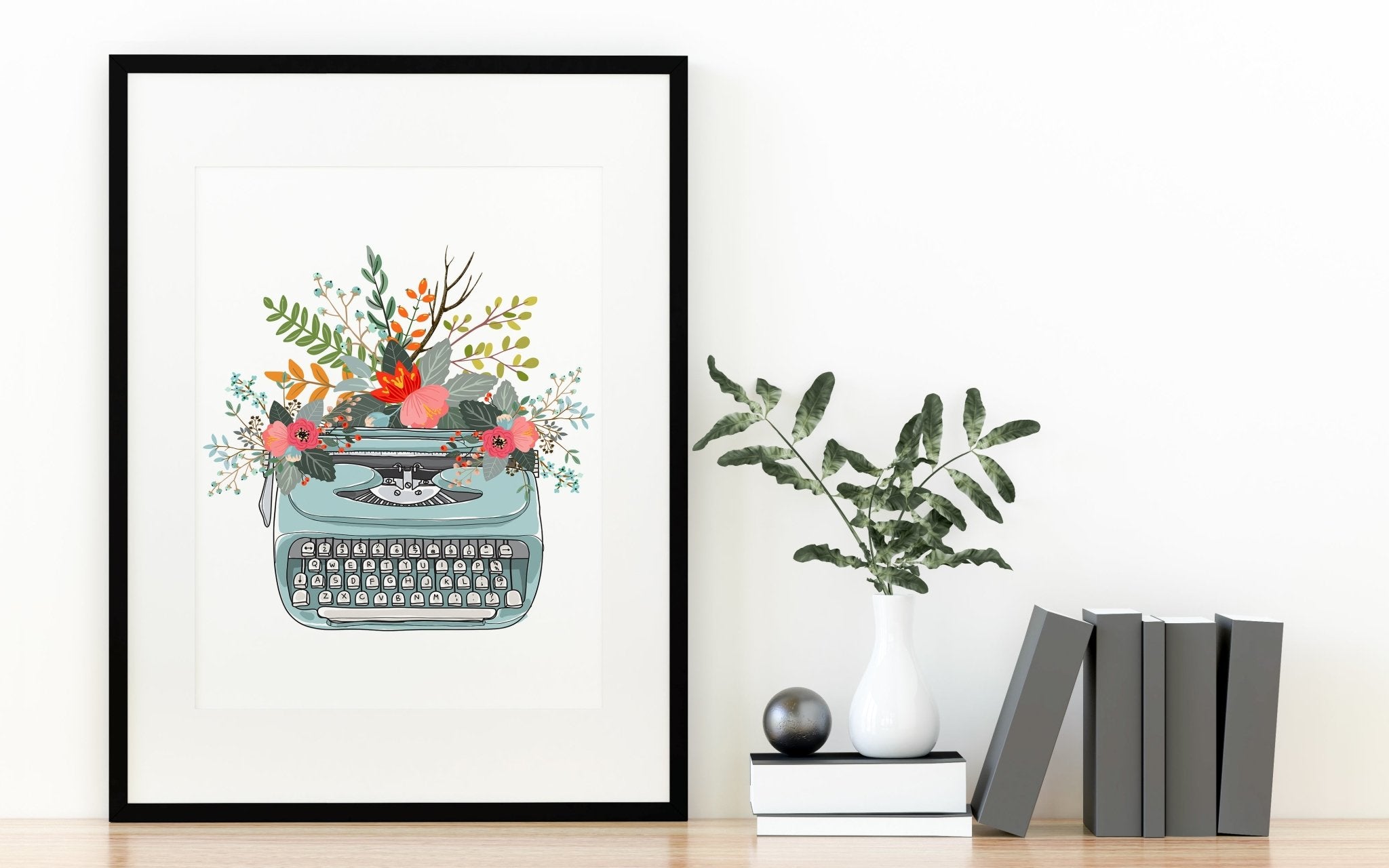 Retro Typewriter Print Wall Art for Kitchen