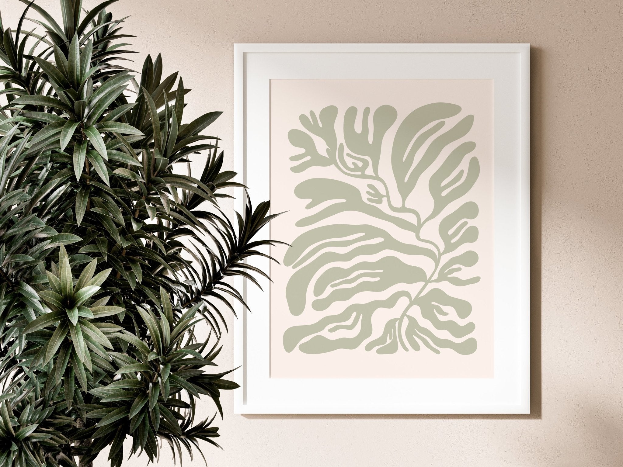 Sage Green Abstract Pattern Print
