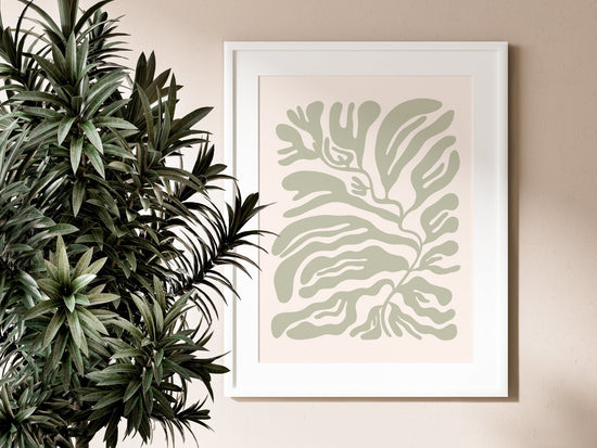 Sage Green Abstract Pattern Print