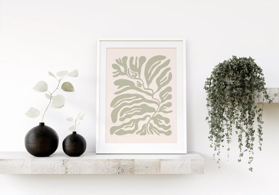 Sage Green Abstract Pattern Print