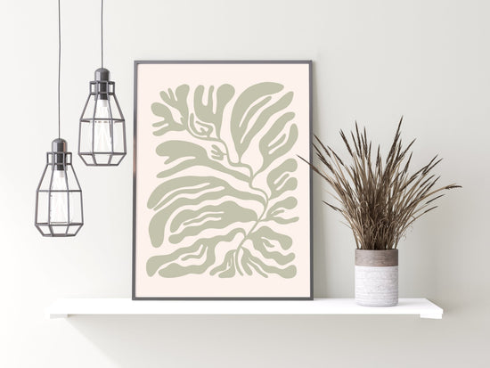 Sage Green Abstract Pattern Print