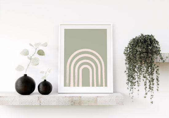 Sage Green Rainbow Print