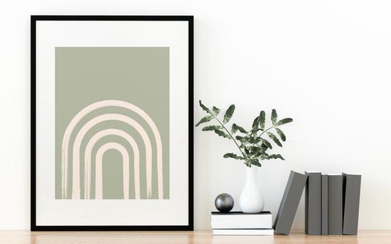 Sage Green Rainbow Print