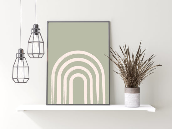 Sage Green Rainbow Print