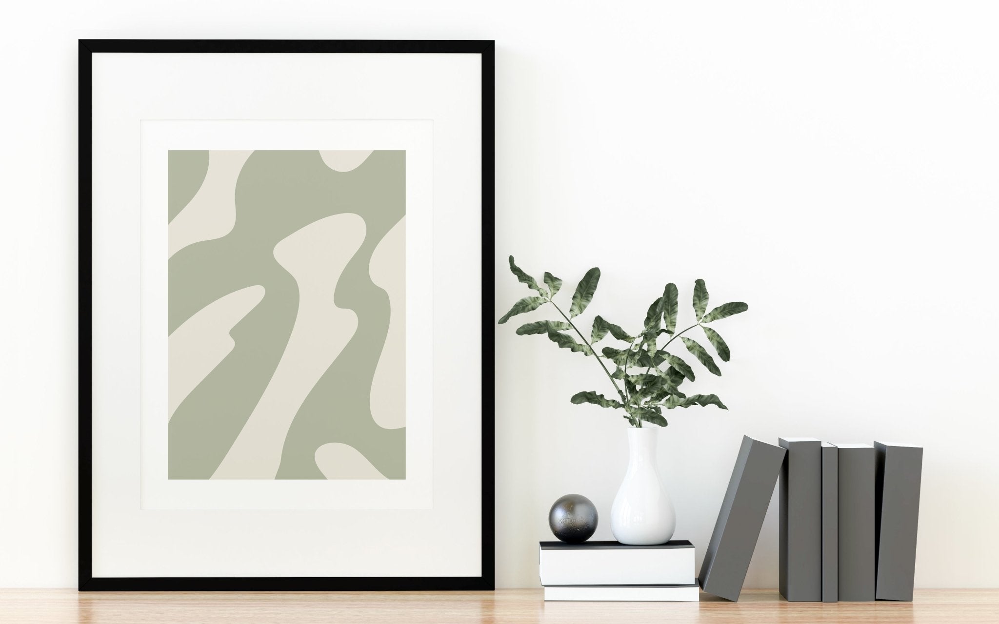Sage Green Waves Print