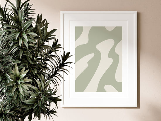 Sage Green Waves Print