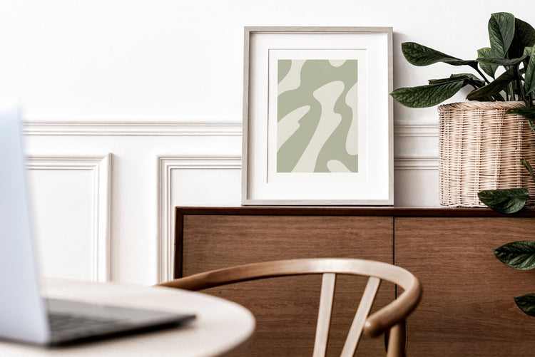 Sage Green Waves Print