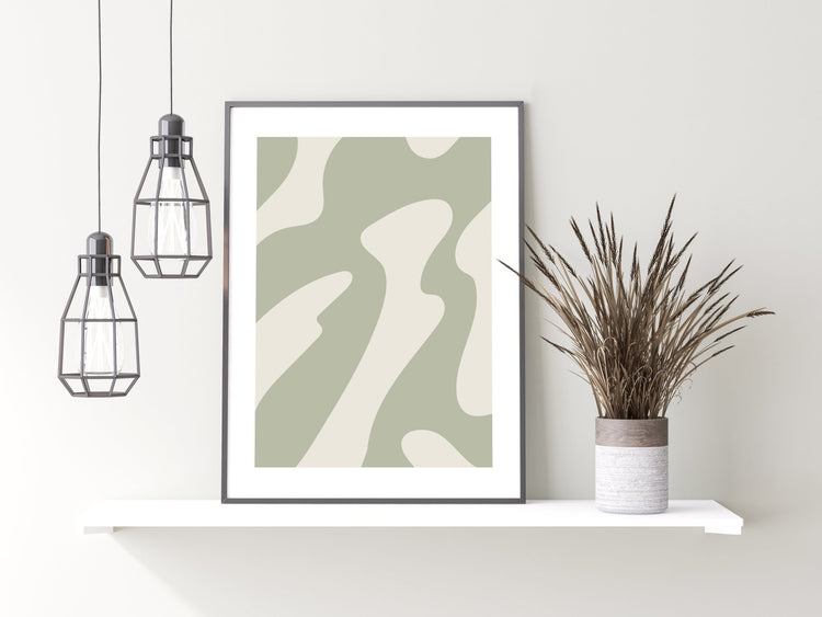 Sage Green Waves Print