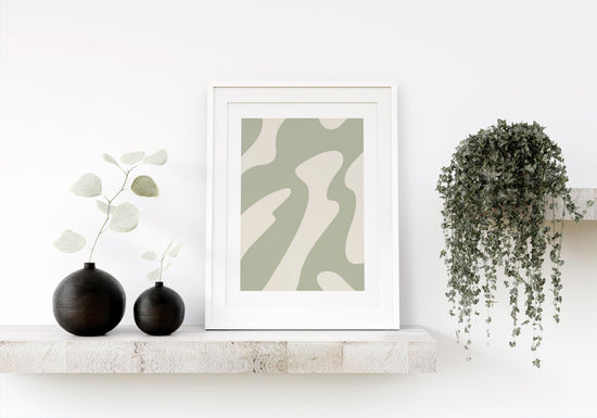 Sage Green Waves Print