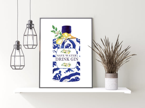 Save Water, Drink Gin Wall Art Print