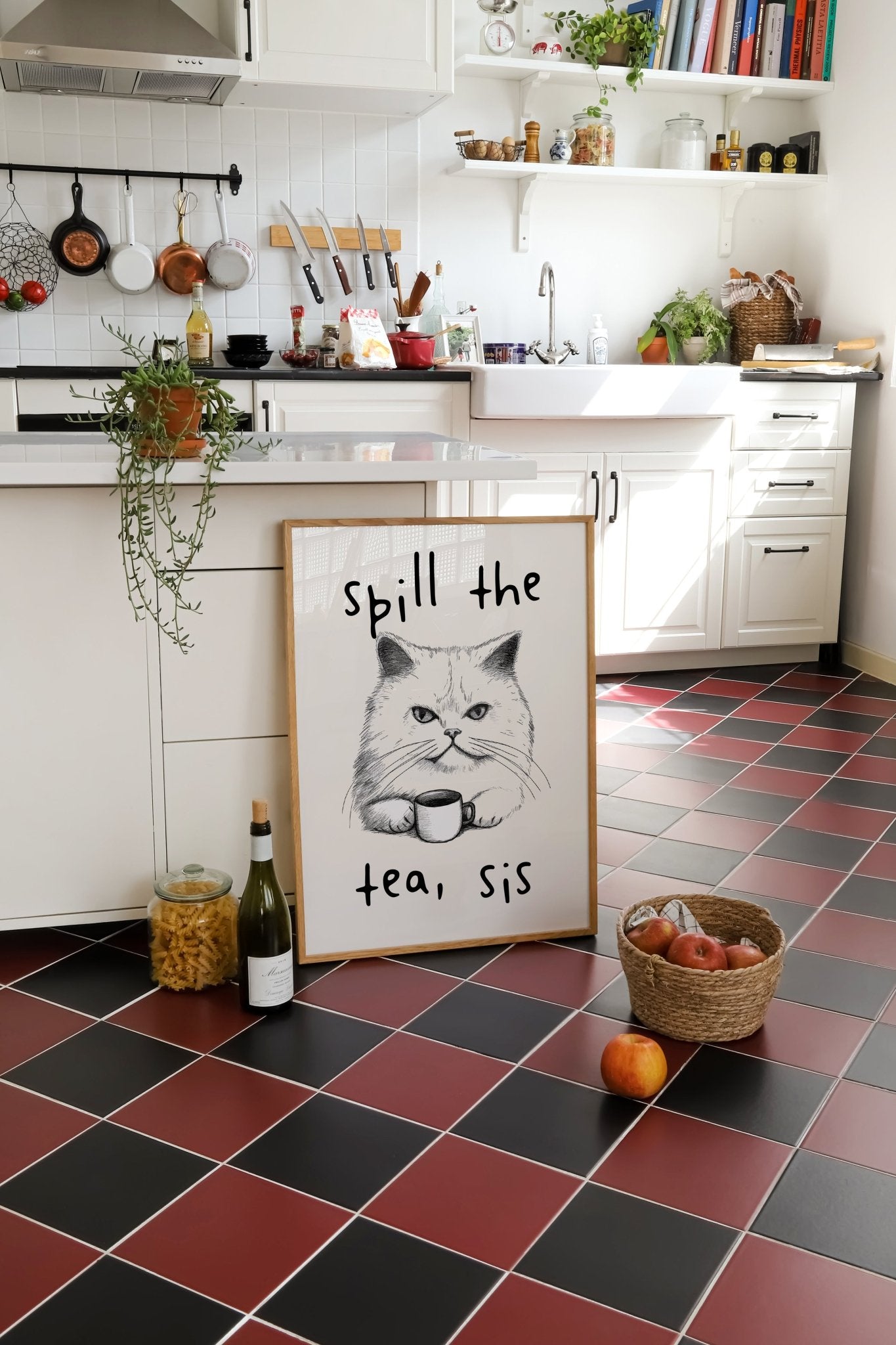 Spill the Tea Sis Print Funny Kitchen Sign