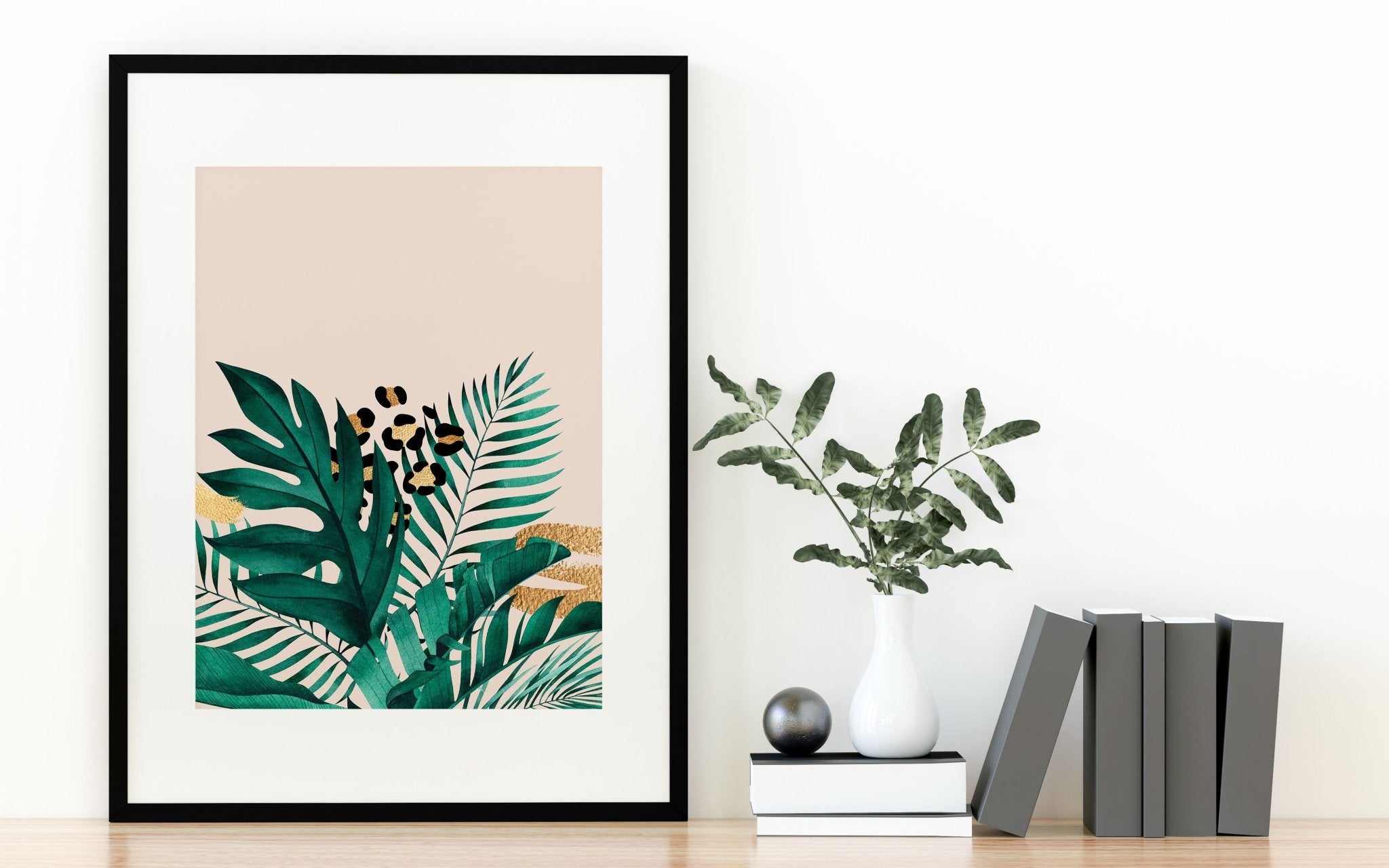 Tropical Leaves Pink and Green Print
