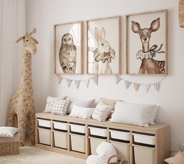 Woodland Animal Nursery Print Set of 3