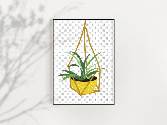 Yellow Hanging Plant Print Kitchen Artwork