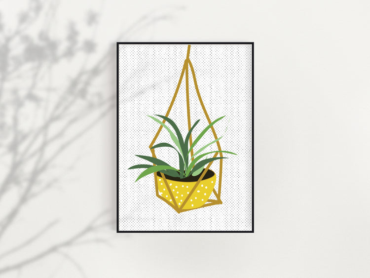 Yellow Hanging Plant Print Kitchen Artwork