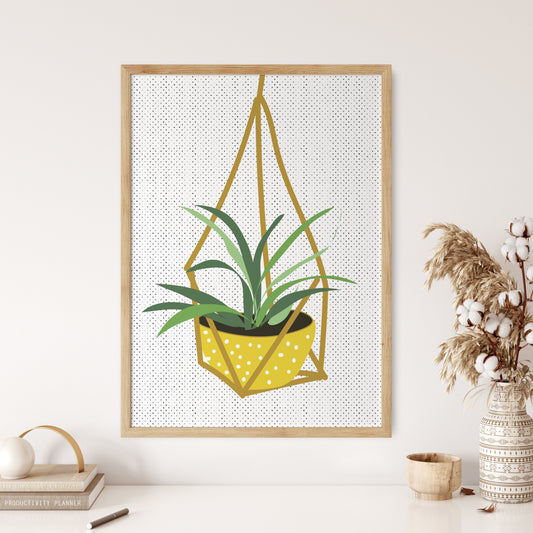 Yellow Hanging Plant Print Kitchen Artwork