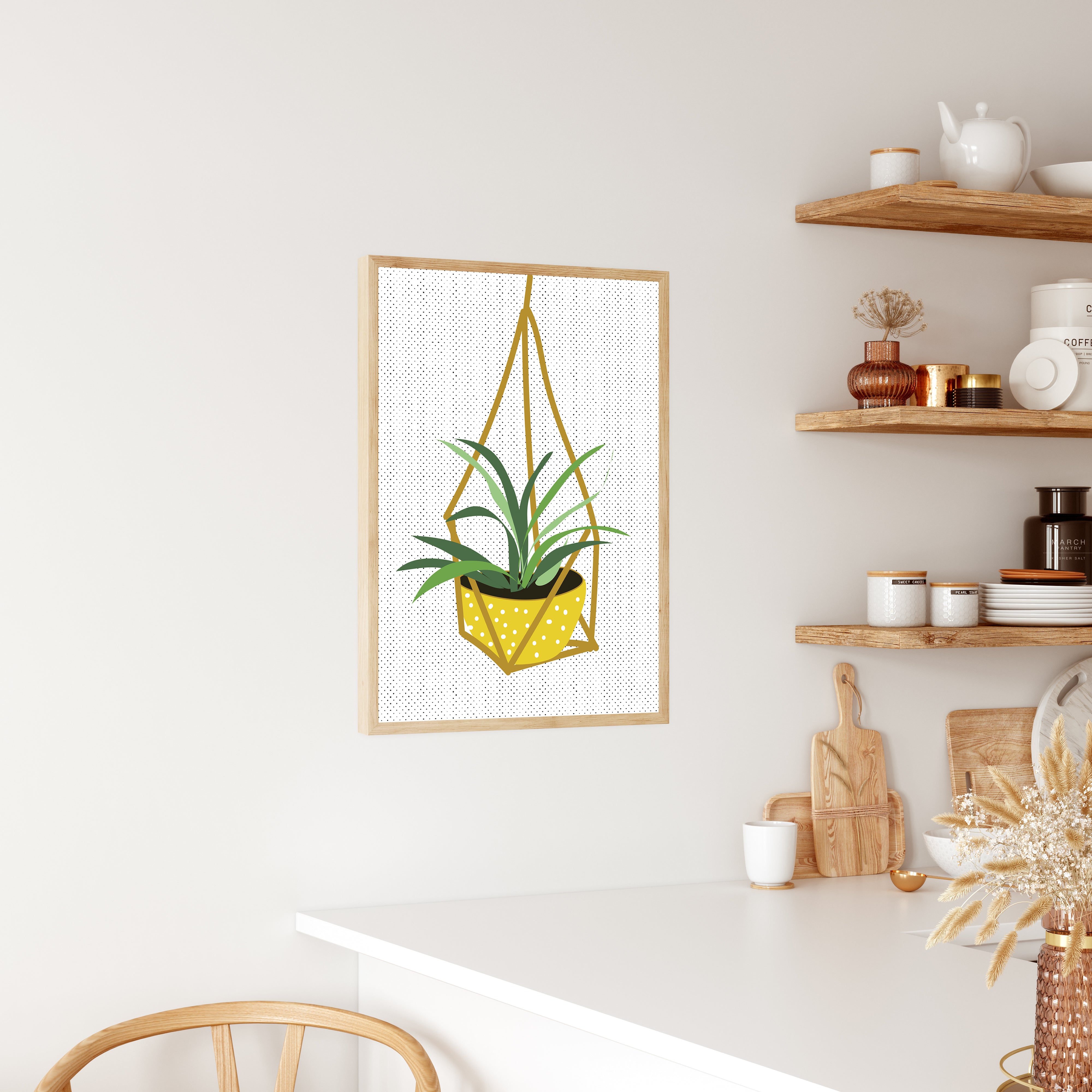 Yellow Hanging Plant Print Kitchen Artwork